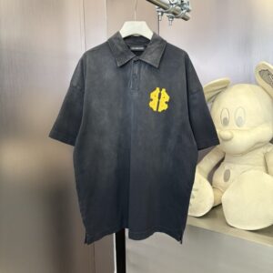 발렌시아가 옐로우로고 빈티지 워싱 카라티