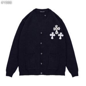 크롬하츠 화이트 크로스 패치 니트 가디건