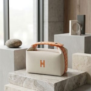 에르메스 [HERMES] 스몰 브리드 어 브랙 케이스 캔버스 & 베쥬 오랑쥬
