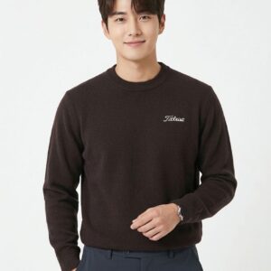 타이틀리스트 [TITLEIST] 로고 자수 크루넥 니트