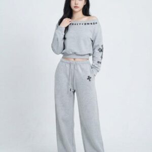 크롬하츠 [Chrome Hearts] 원숄더 스웨트 셔츠 & 와이드팬츠 셋