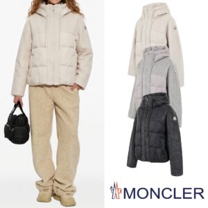 몽클레어 덕다운 레이어드 울 후드 숏패딩