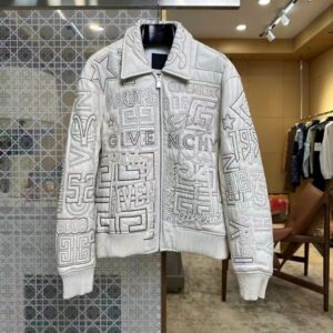 지방시 PYG08 화이트 멀티 로고 자수 레더 (최상위버전) 봄버재킷