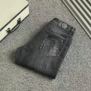 크롬하츠 신상 와펜레터링로고 스판 데님진