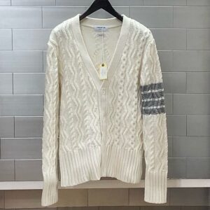 톰브라운 4BAR 메리노 울 아란 케이블 가디건